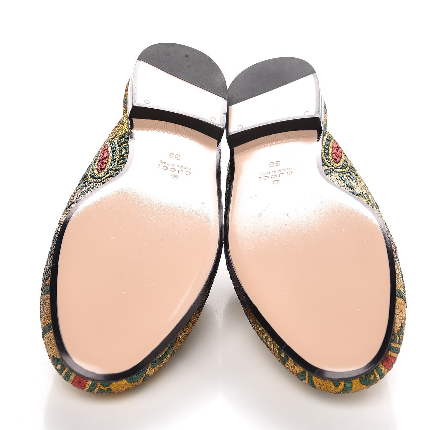 Gucci Iridescent Brocade Princetown Slippers 36 Gold Multicolor 5 of 8
