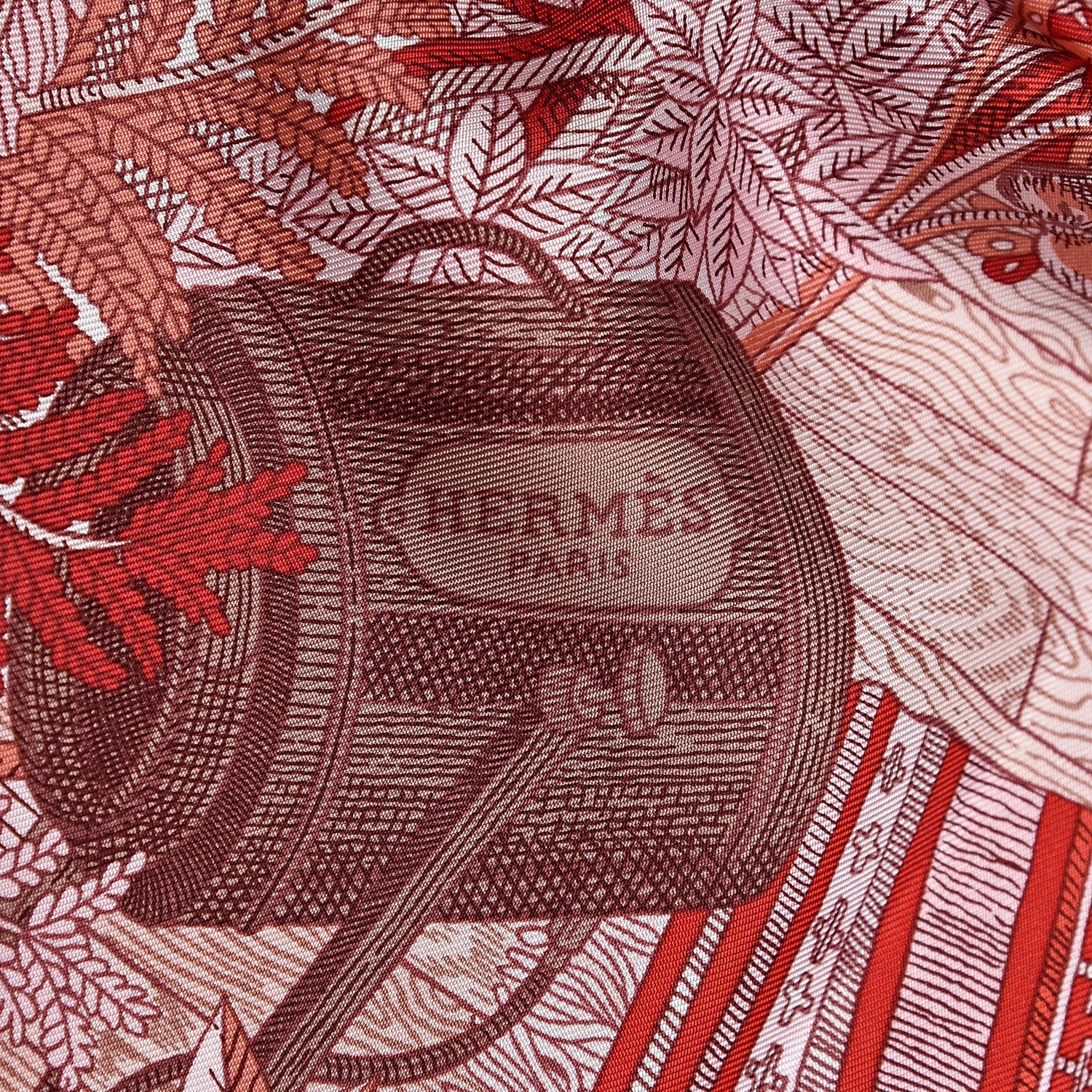 Hermes Silk Acte III Scene I La Clairiere Scarf 90 Rouge Rose Blanc 5 of 5