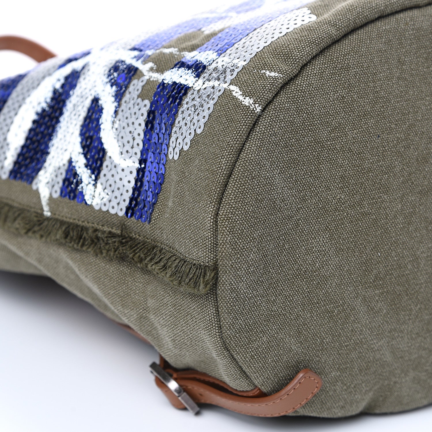 Chanel Canvas Sequins Cubano Trip Backpack Khaki 7 of 8