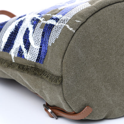 Chanel Canvas Sequins Cubano Trip Backpack Khaki 7 of 8