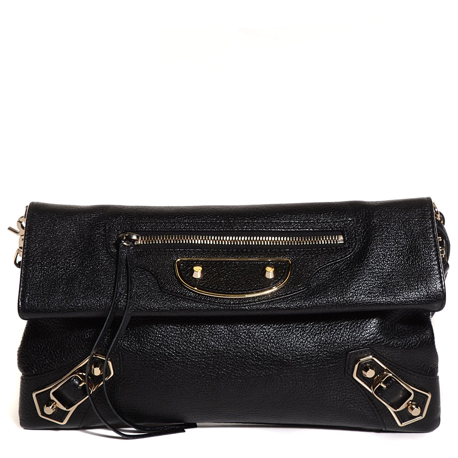 Balenciaga Chevre Gold Metallic Edge Hardware Envelope Clutch Black 1 of 10