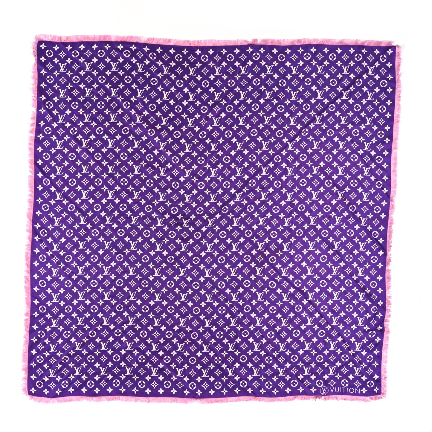 Silk Monogram Square Scarf Purple Pink