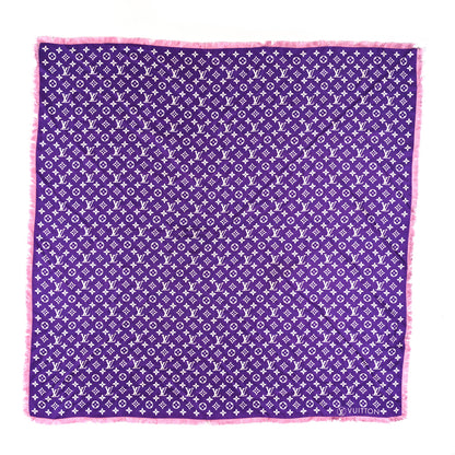 Louis Vuitton Silk Monogram Square Scarf Purple Pink 1 of 3