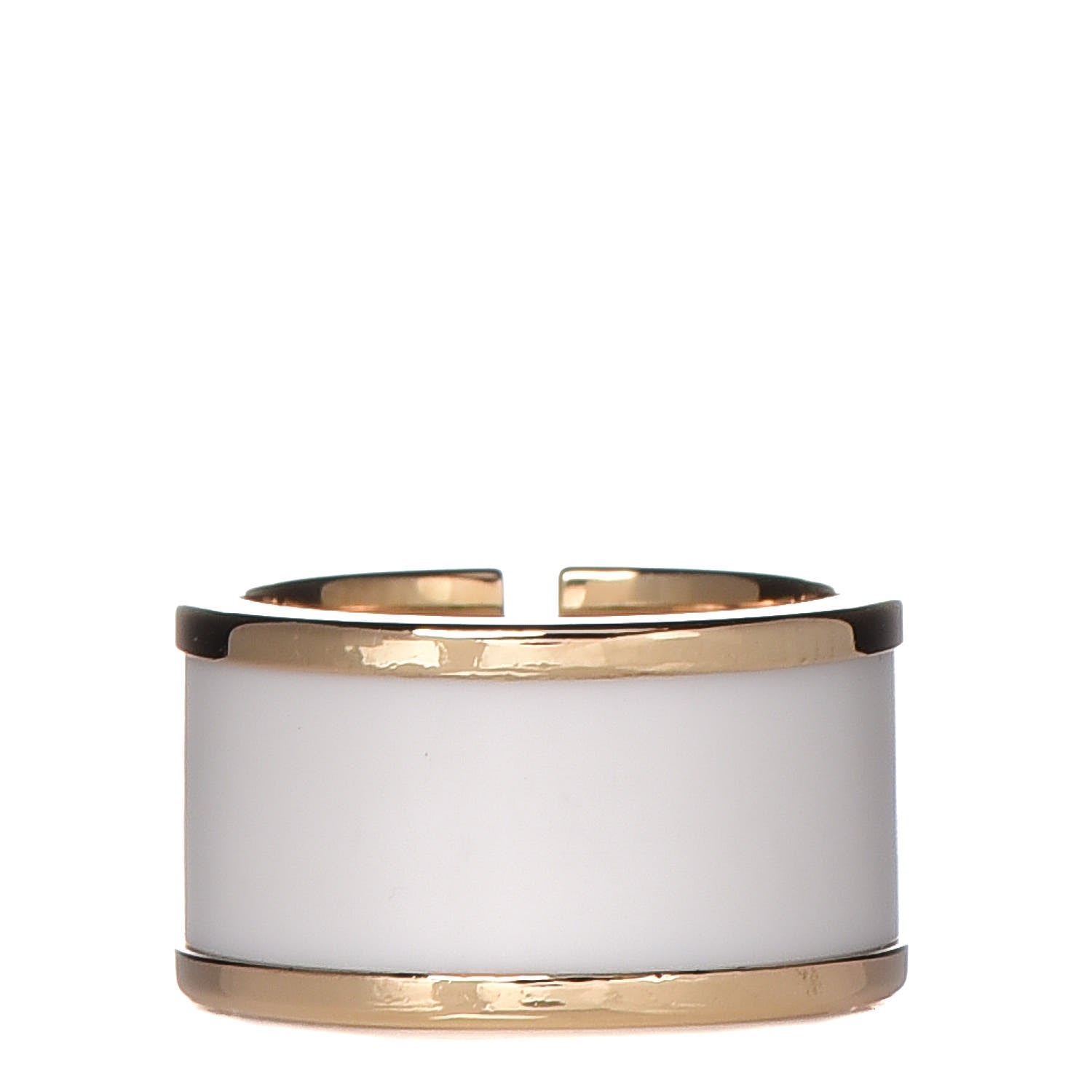 Tiffany 18K Yellow Gold White Ceramic T Cutout Ring 49 5 3 of 4