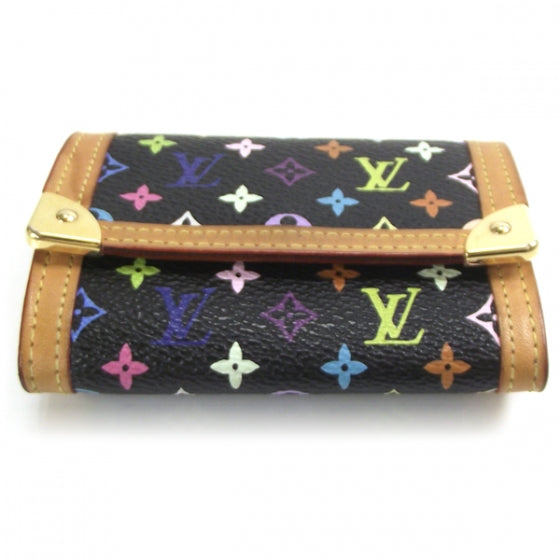 Louis Vuitton Monogram Multicolor Porte-Monnaie Plat Coin Purse Black 4 of 7