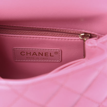 Chanel Caviar Quilted Lizard Embossed Extra Mini Coco Handle Flap Pink 6 of 10