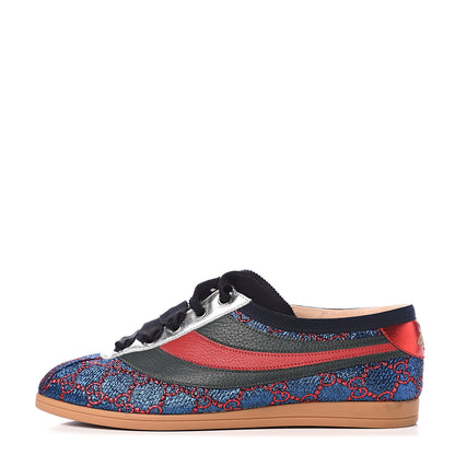 Gucci Lurex Calfskin Web GG Monogram Womens Falacer Sneakers 37.5 Iridescent Blue Iridescent Red Silver 1 of 11