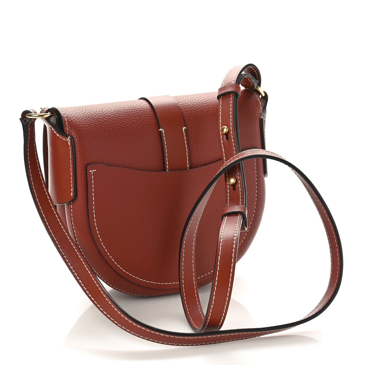 Grained Calfskin Small Darryl Saddle Crossbody Bag Sepia Brown