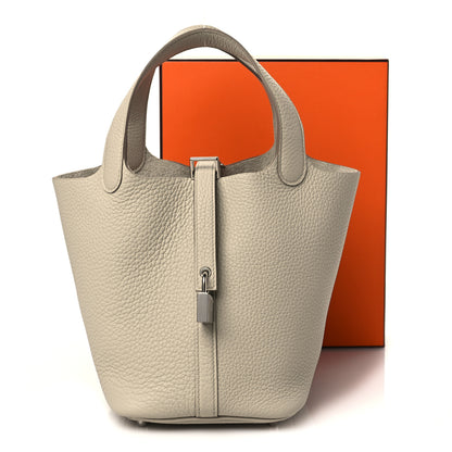 Hermes Taurillon Clemence Picotin Lock 18 PM Beton 10 of 10