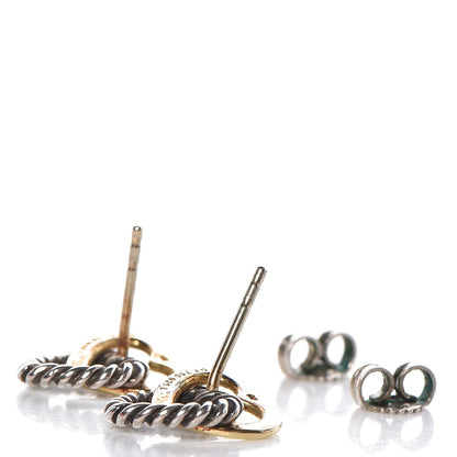 David Yurman Sterling Silver 18K Yellow Gold Heart Cable Link Earrings 5 of 5