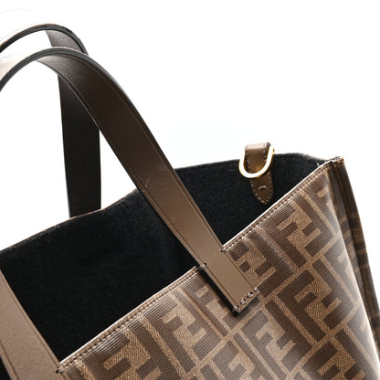 Fendi X FILA Glazed Fabric FF 1974 Mania Shopping Tote Bag Mogano Panna White 11 of 12