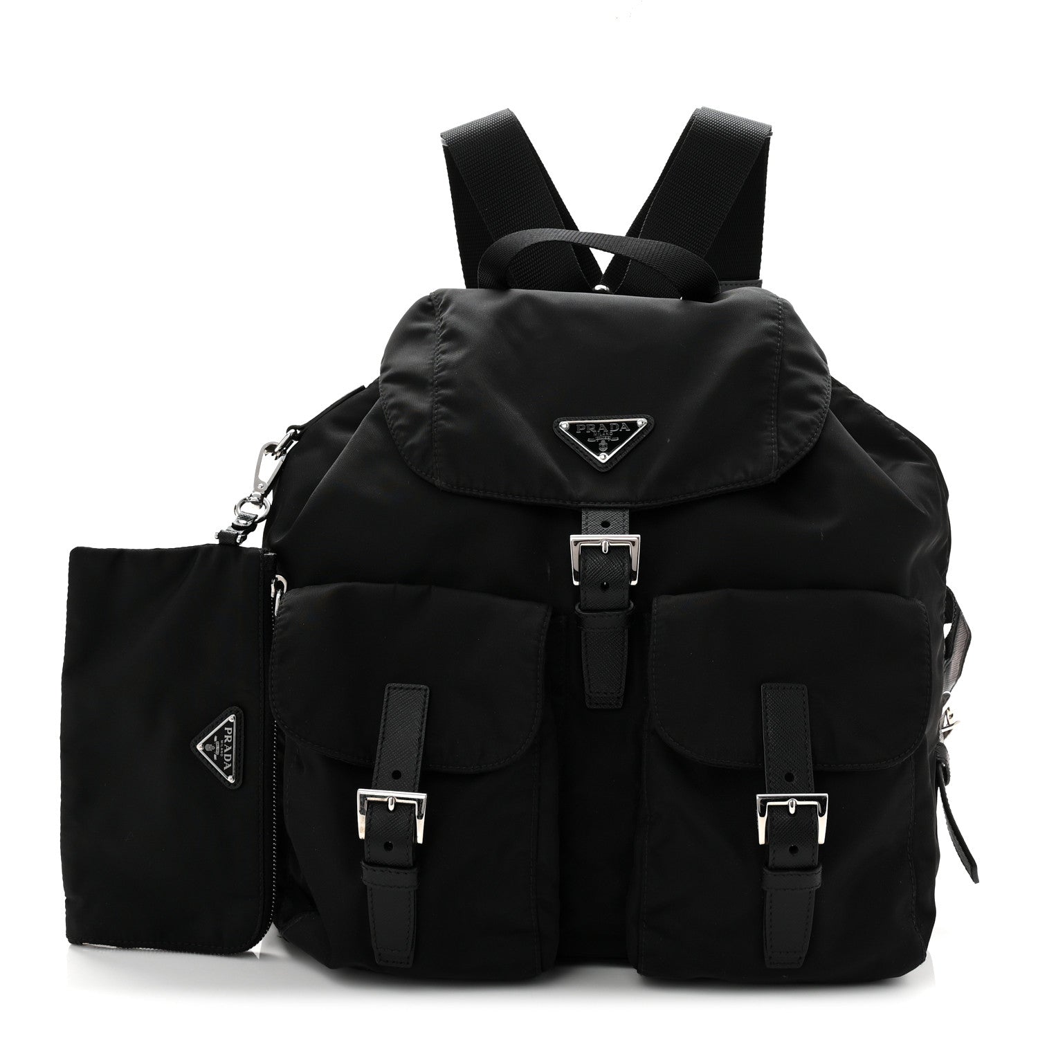 Prada Tessuto Nylon Saffiano Medium Backpack Black 3 of 12