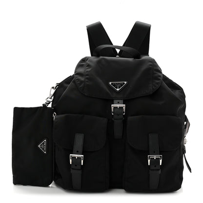Prada Tessuto Nylon Saffiano Medium Backpack Black 3 of 12