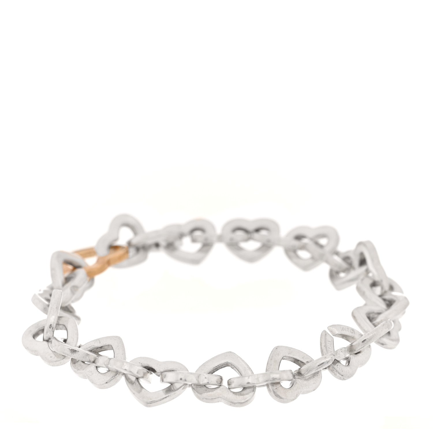Tiffany Sterling Silver 18K Yellow Gold Heart Links Bracelet 2 of 3