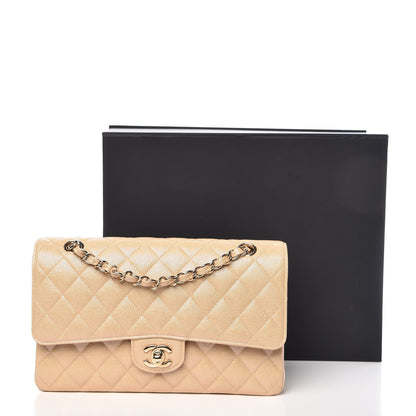 Chanel Iridescent Caviar Quilted Medium Double Flap Beige 10 of 10