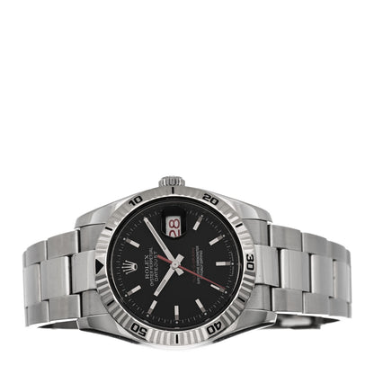 Rolex Stainless Steel 18K White Gold 36mm Oyster Perpetual Datejust Turn-O-Graph Watch Black 116264 2 of 5