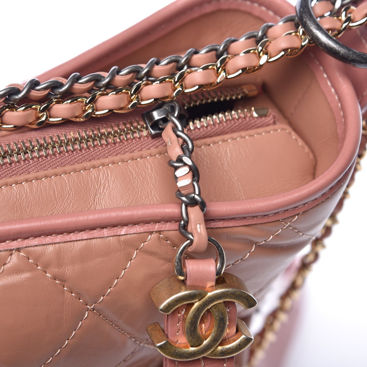 Aged Calfskin Quilted Medium Gabrielle Hobo Pink