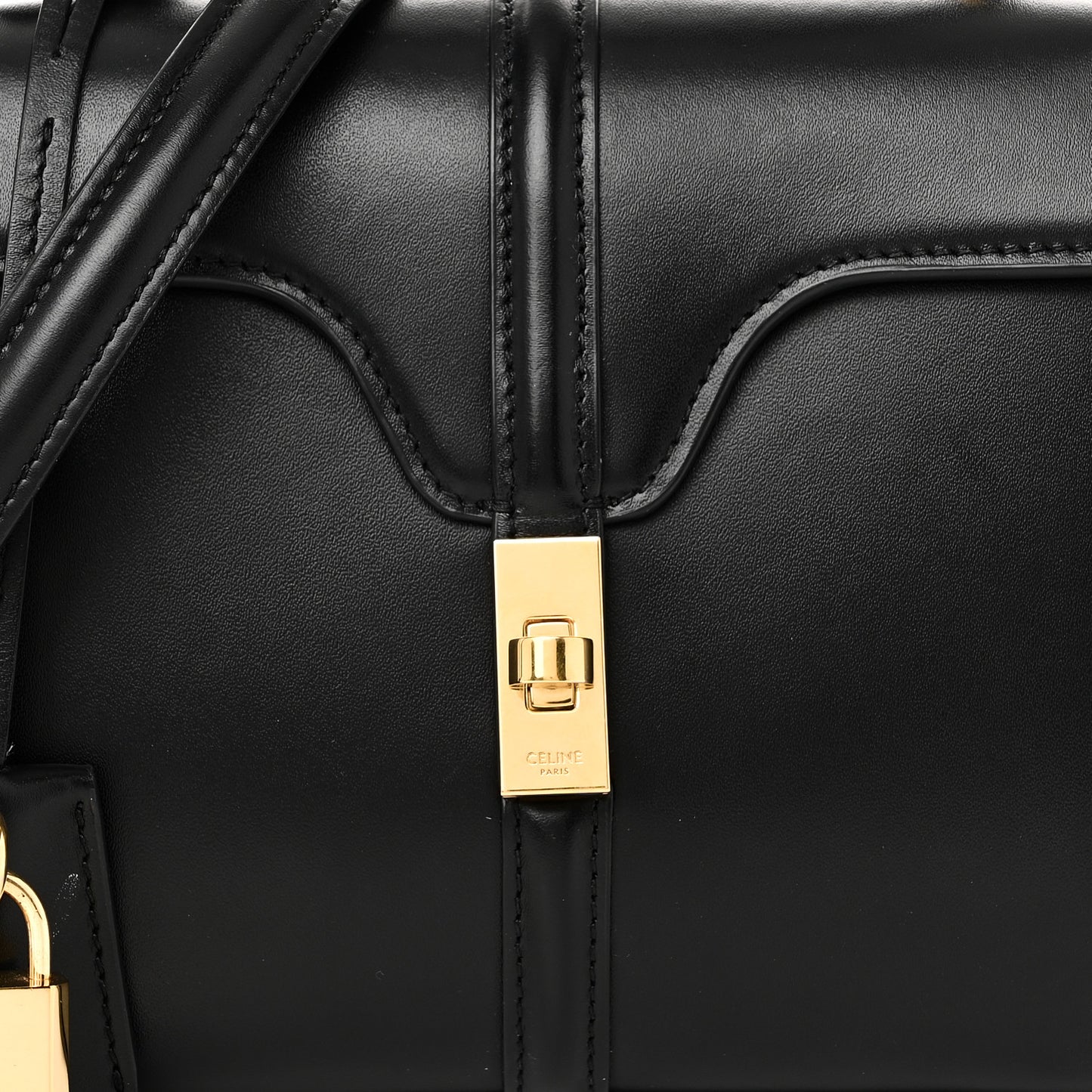 Satinated Calfskin Mini 16 Top Handle Bag Black