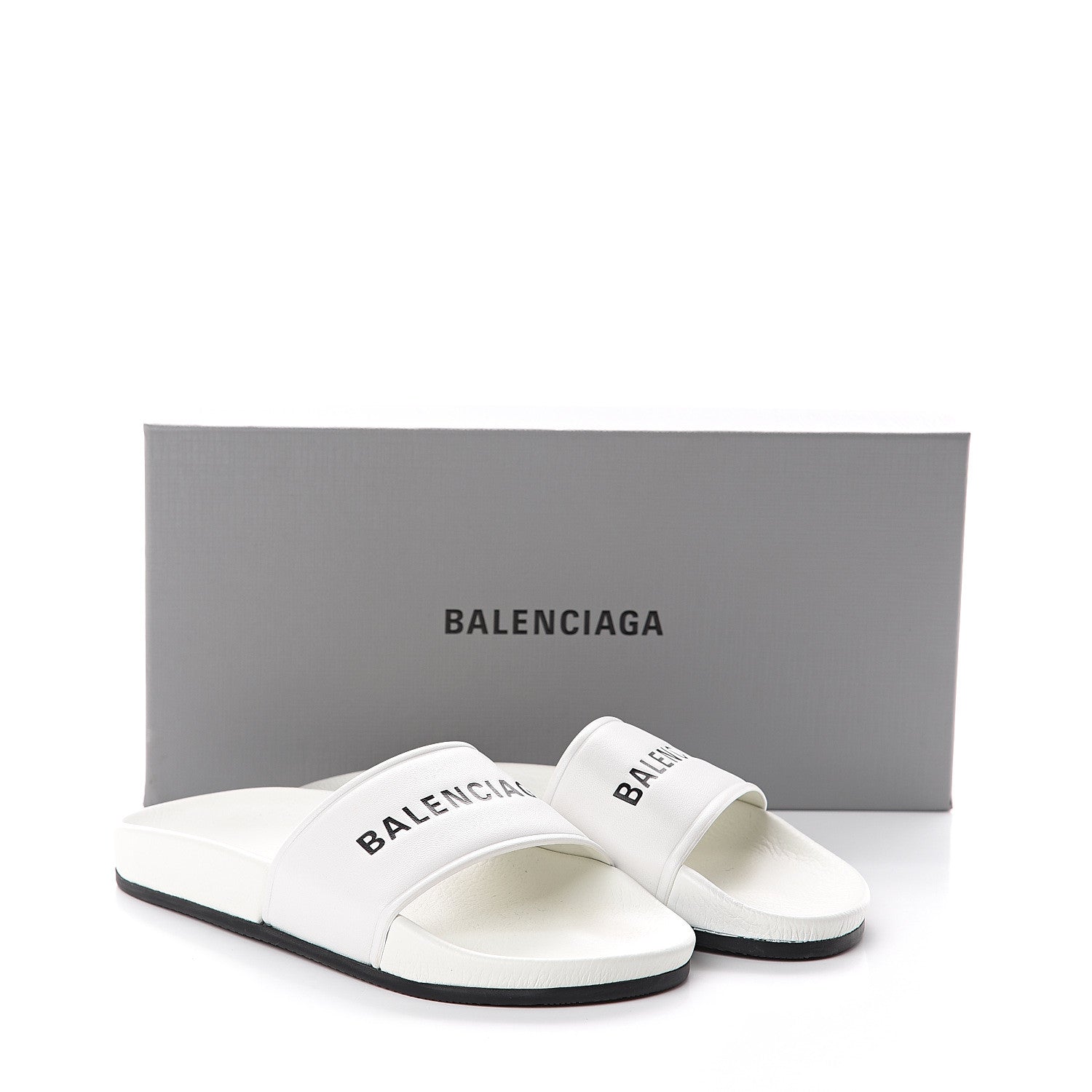 Balenciaga Nappa Logo Womens Pool Slide Sandals 36 White 7 of 7