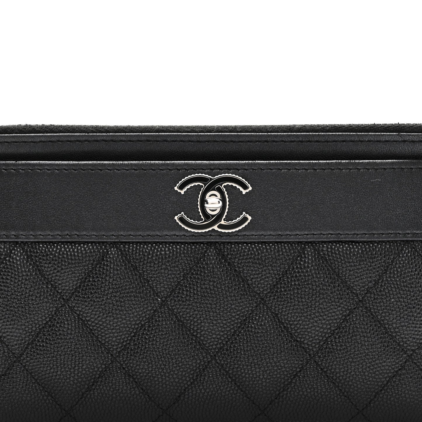 Caviar Quilted Mademoiselle Vintage Zip Pouch Black