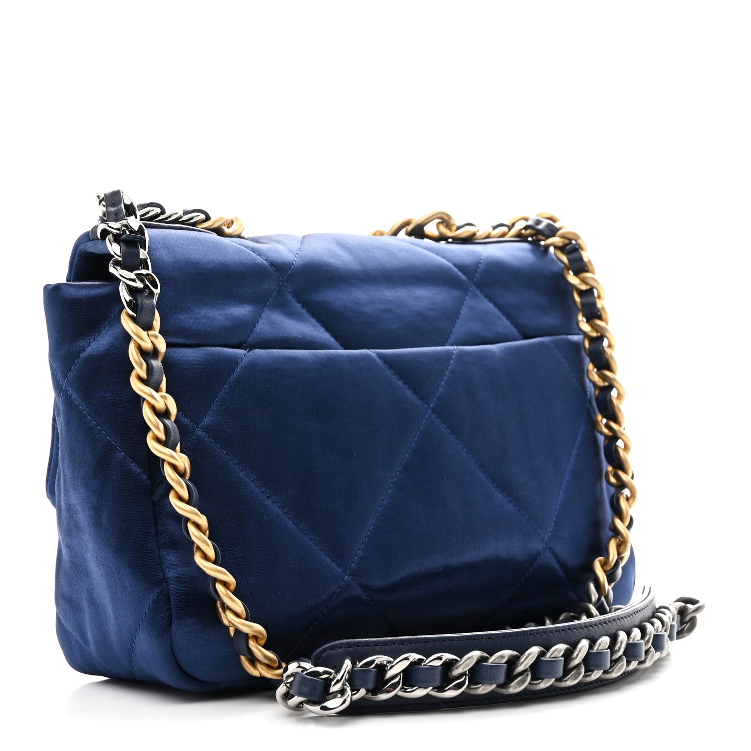 Chanel Satin Quilted Medium Chanel 19 Flap Blue 3 of 11