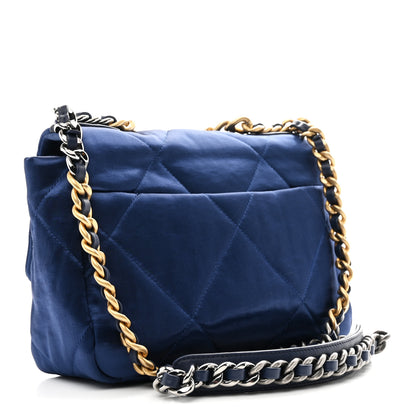 Chanel Satin Quilted Medium Chanel 19 Flap Blue 3 of 11