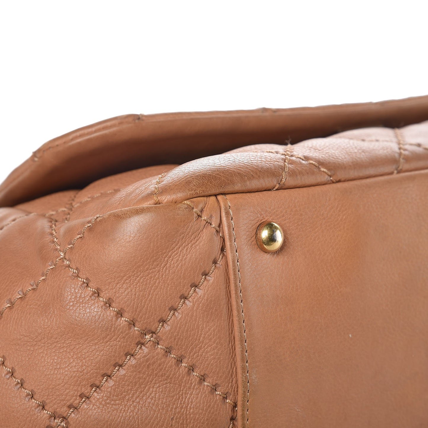 Calfskin Quilted Retro Chain Accordion Flap Dark Beige