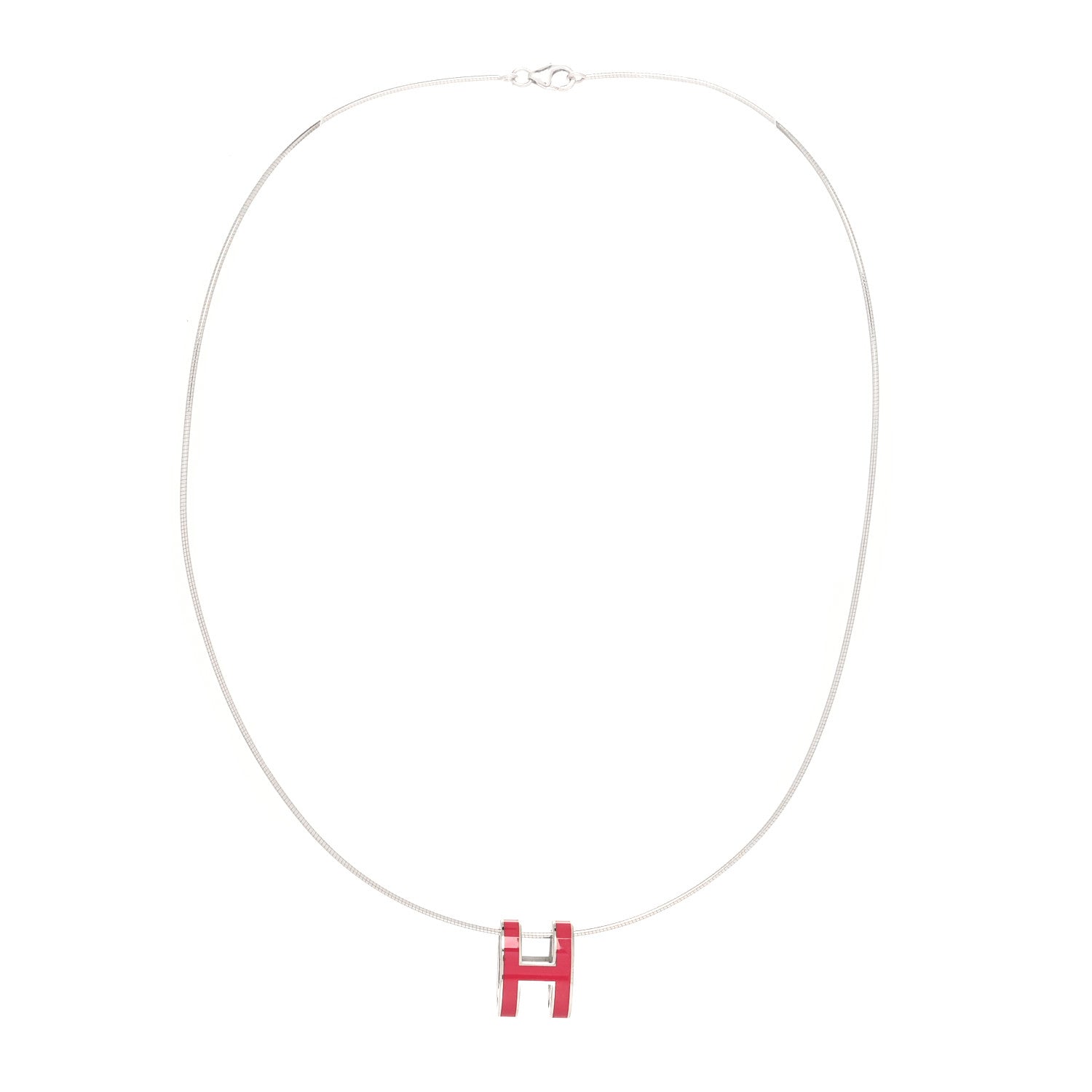 Hermes Lacquered Palladium Pop H Pendant Necklace Rose Extreme 3 of 5