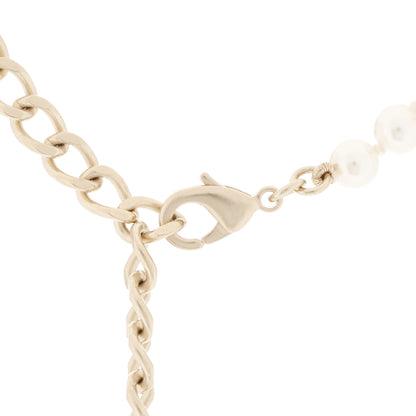 Chanel Pearl Crystal Baguette CC Short Necklace Gold 4 of 6