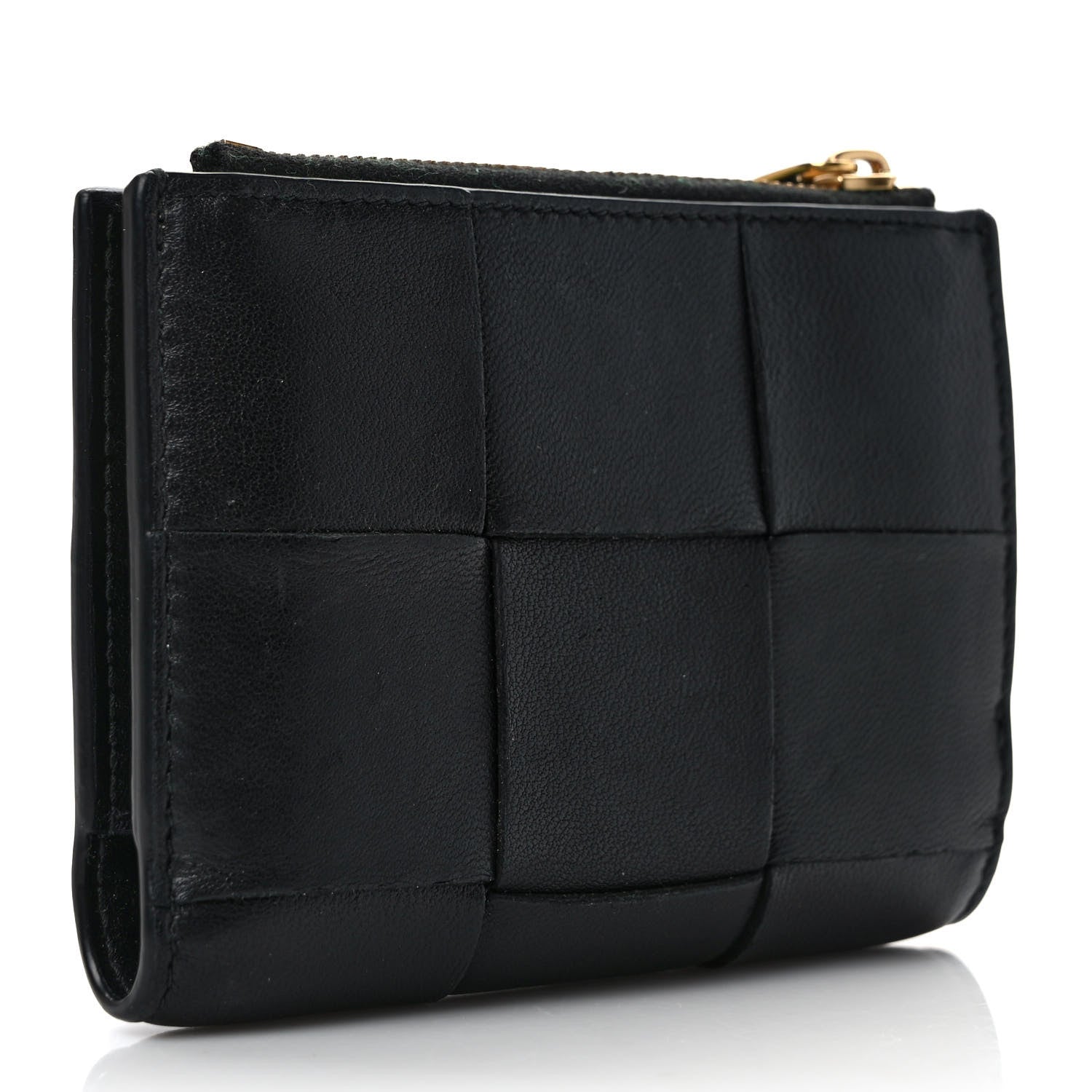 Bottega Veneta Nappa Maxi Intrecciato Small Bi-Fold Zip Wallet Black 3 of 6