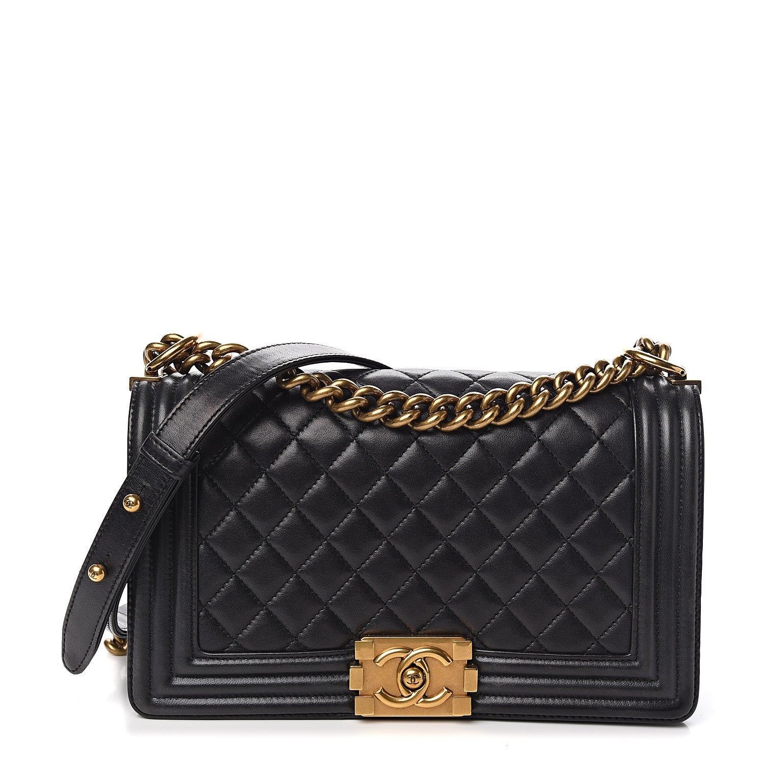 Chanel Lambskin Quilted Medium Boy Flap Black 1 of 10