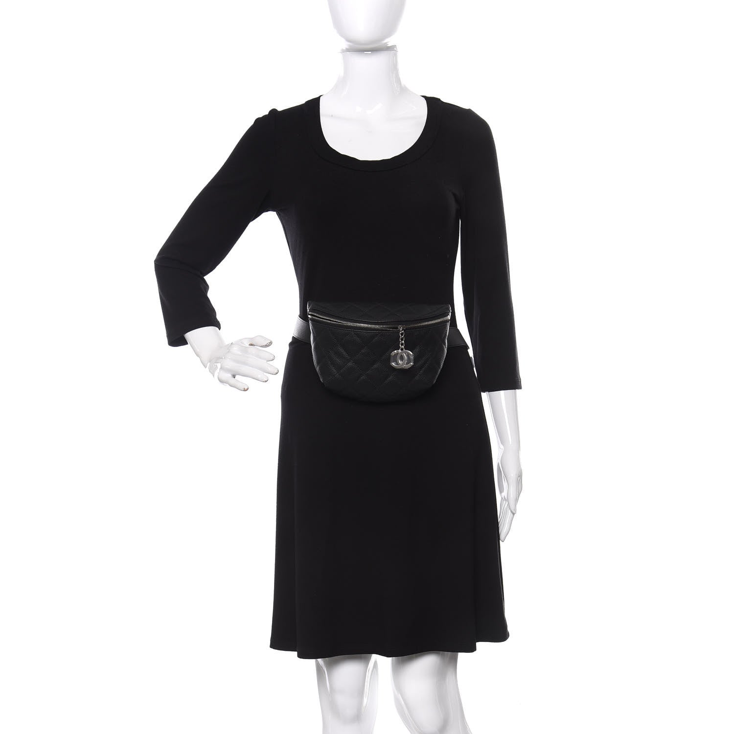 Chanel Grained Calfskin Quilted Waist Belt Bag Black 2 of 10