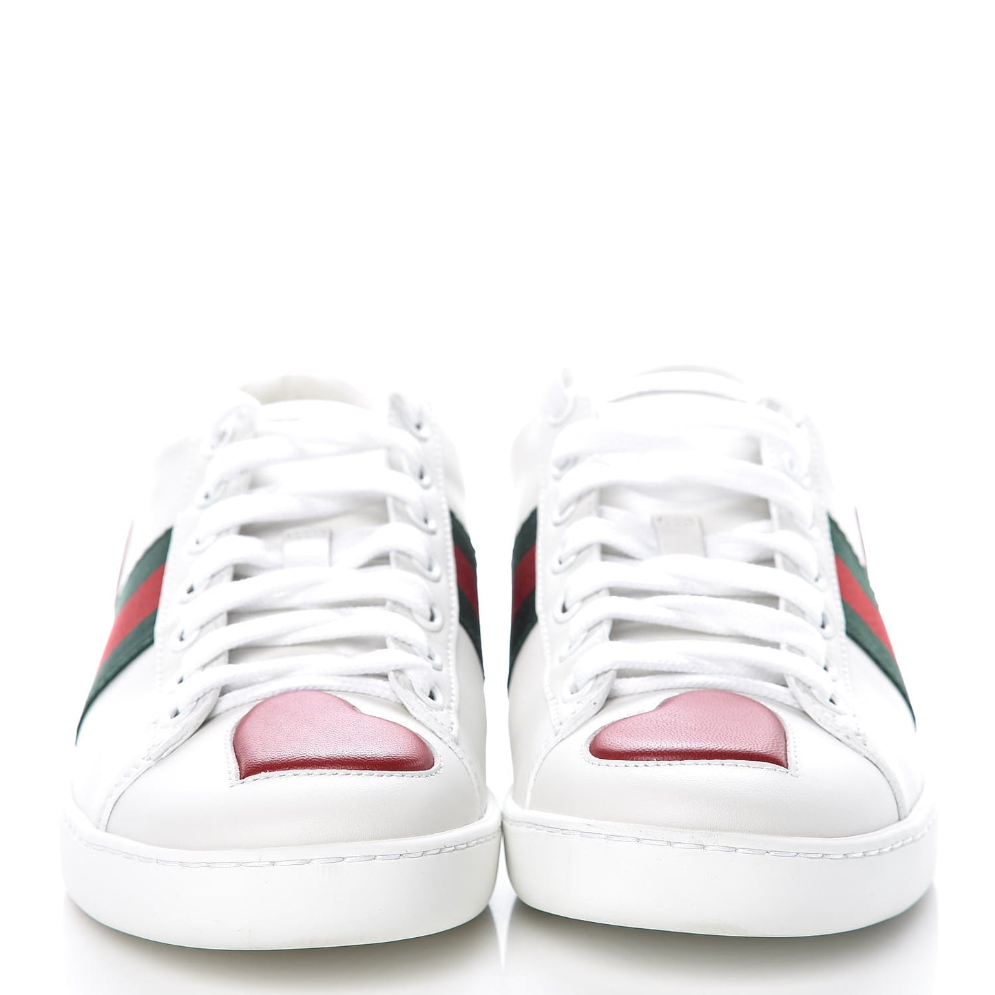 Calfskin Ayers Web Heart Embroidered Ace Sneakers 36 White