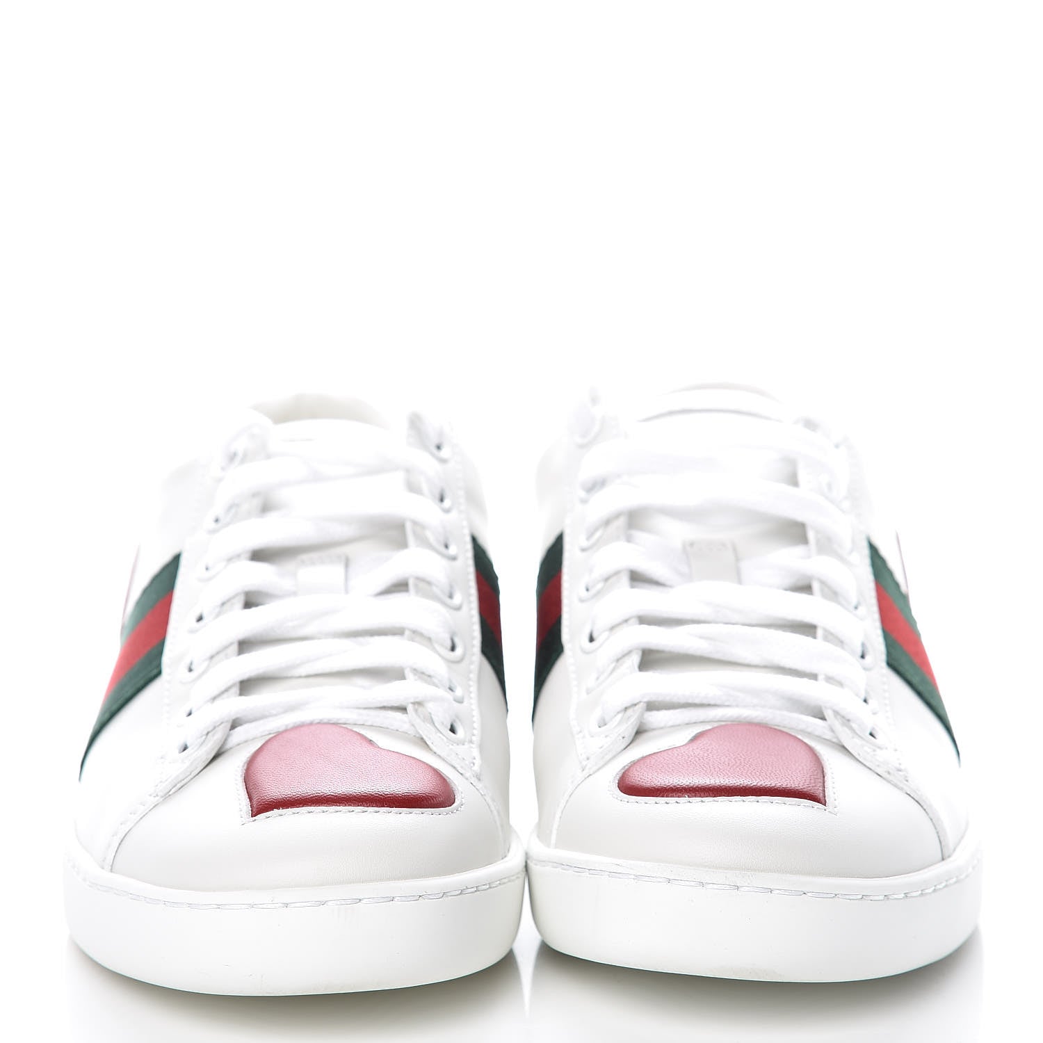 Gucci Calfskin Ayers Web Heart Embroidered Ace Sneakers 36 White 2 of 9