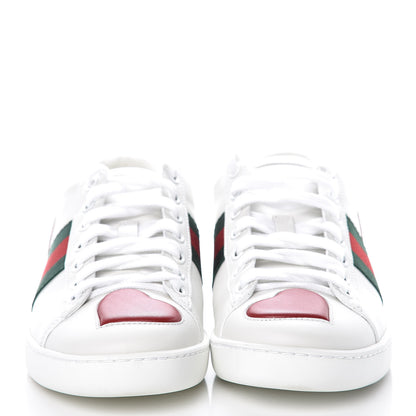 Gucci Calfskin Ayers Web Heart Embroidered Ace Sneakers 36 White 2 of 9