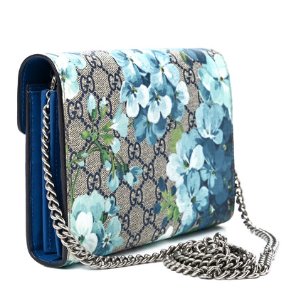 Gucci GG Supreme Monogram Blooms Mini Dionysus Chain Wallet Beige Blue Navy Vintage Blue 3 of 11