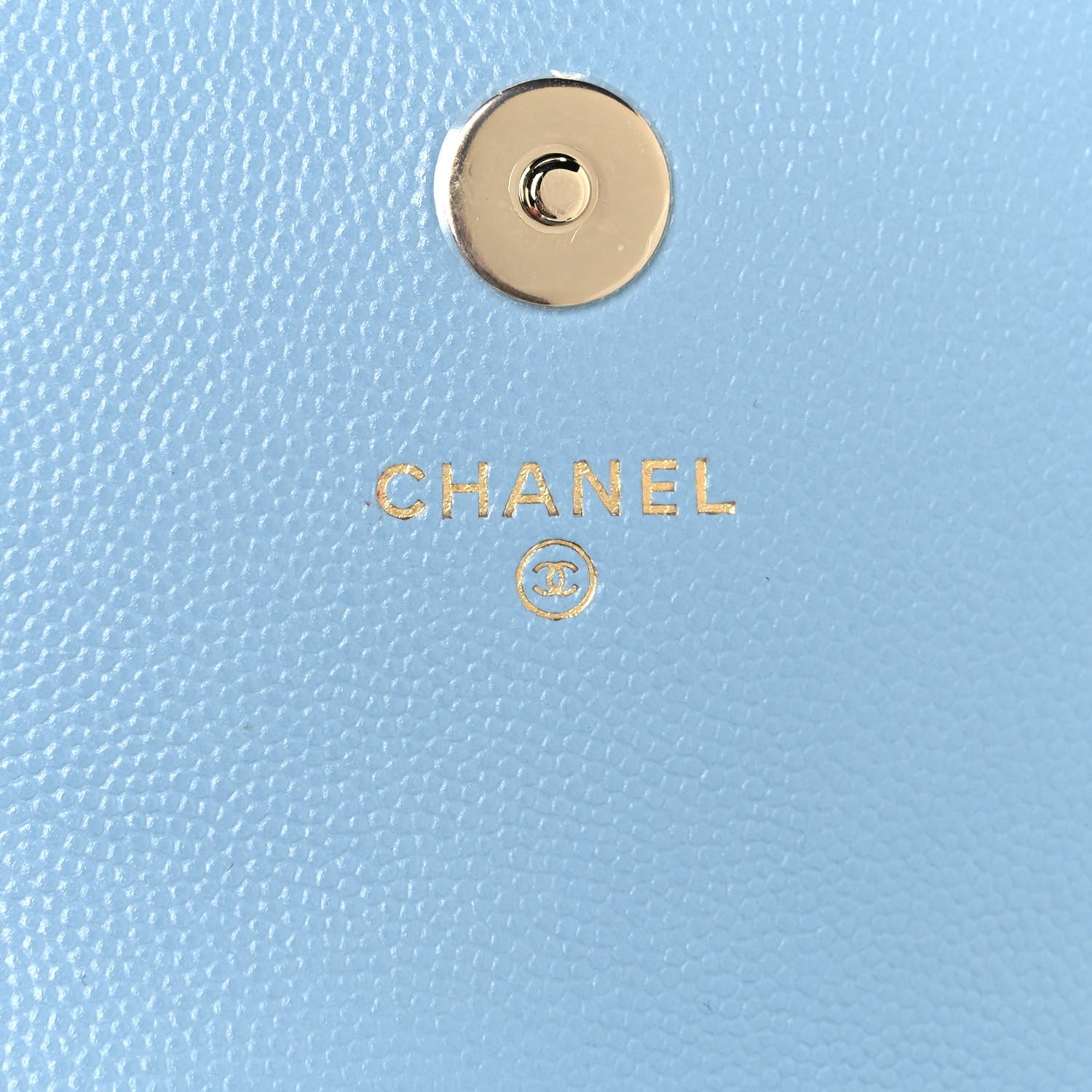 Chanel Caviar Quilted Crystal CC Airpods Pro and Phone Case With Chain Light Blue 5 of 17