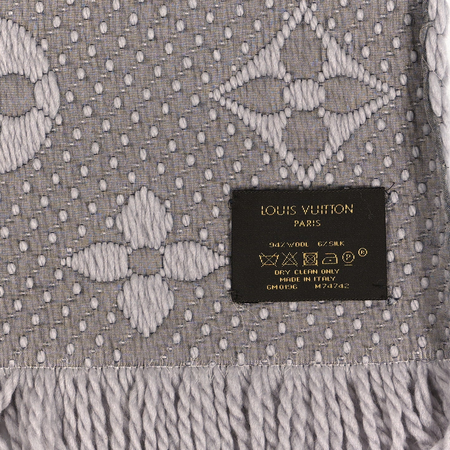 Wool Silk Logomania Scarf Pearl Grey