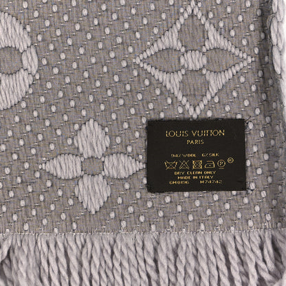Louis Vuitton Wool Silk Logomania Scarf Pearl Grey 3 of 3