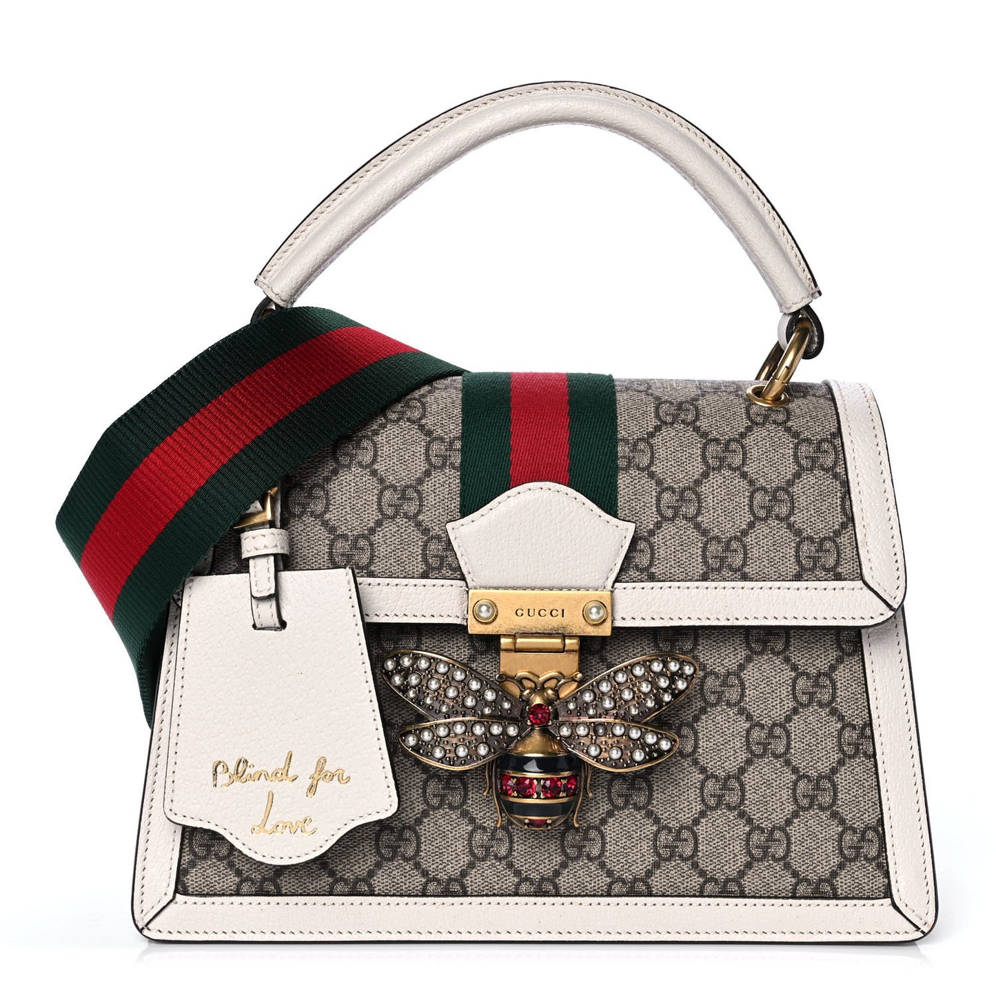 GG Supreme Monogram Small Queen Margaret Top Handle Bag White