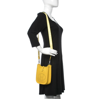 Hermes Taurillon Clemence Amazone Evelyne TPM Jaune De Naples White 2 of 9