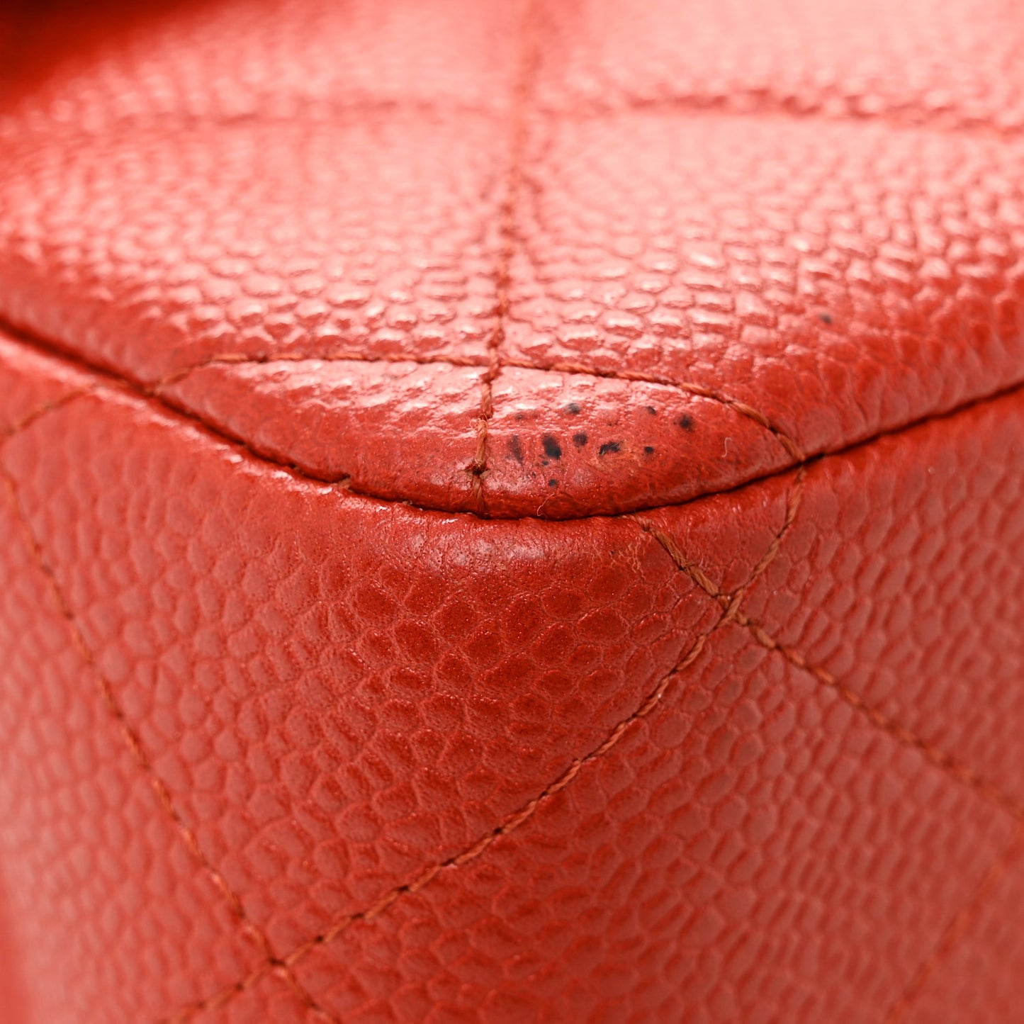 Pearly Caviar Quilted Jumbo Double Flap Orange