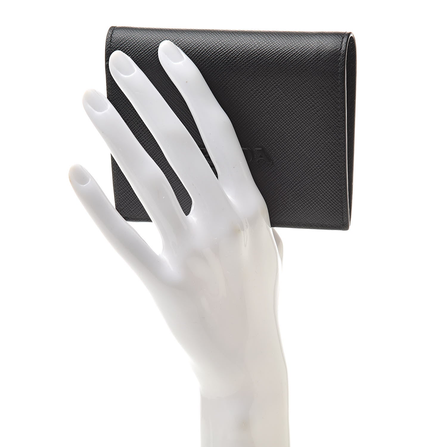 Prada Saffiano Shine Bi-Fold Wallet Black 2 of 7