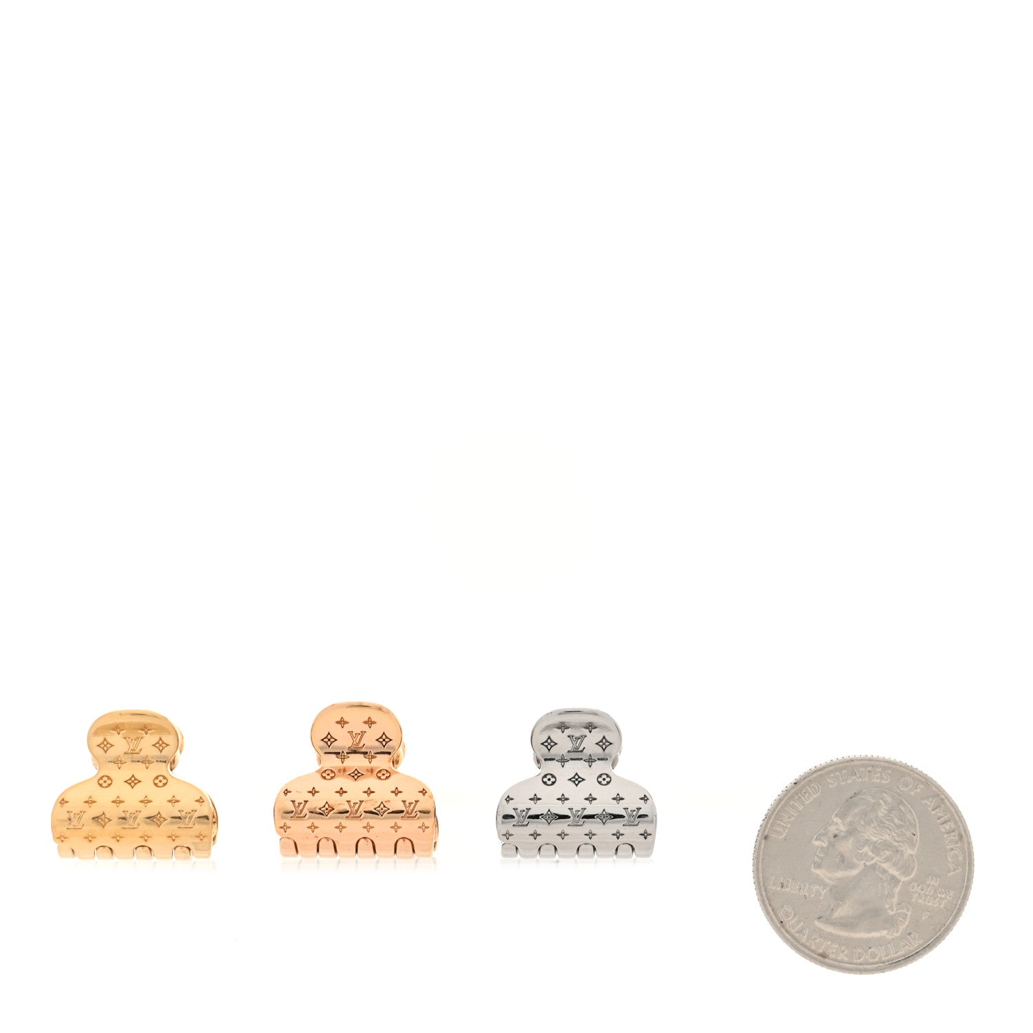 Louis Vuitton Metallic Nanogram Hair Accessories Gold Rose Gold Silver 2 of 3