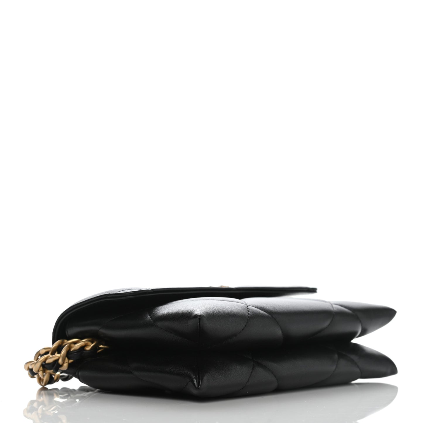Lambskin Quilted Chanel 19 Flap Clutch Black