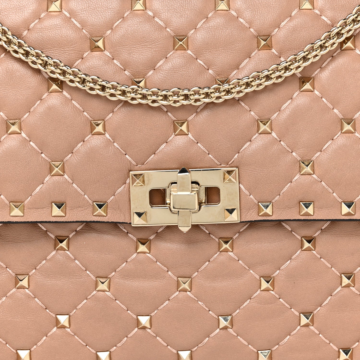 Valentino Garavani Nappa Large Rockstud Spike Shoulder Bag Soft Noisette 7 of 16