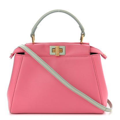 Fendi Nappa Colorblock Mini Peekaboo Iconic Satchel Rosa Fluo Oxigen Slate 1 of 9