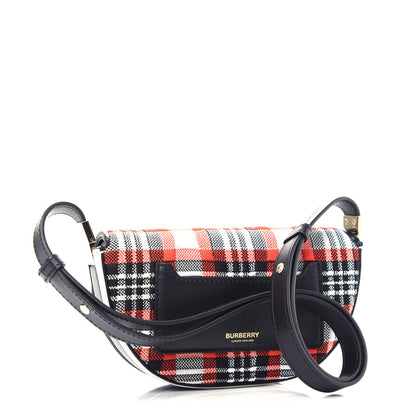 Burberry Knit Tartan Mini Olympia Shoulder Bag Bright Red 3 of 9