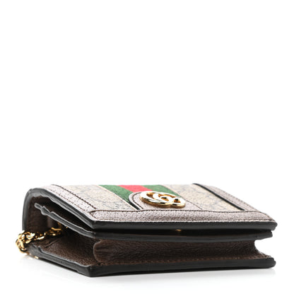 Gucci GG Supreme Monogram Web Ophidia Chain Card Case Wallet Beige New Acero 5 of 7