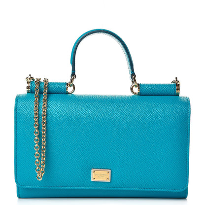Dolce & Gabbana Dauphine Calfskin Miss Sicily Lipstick Crossbody Bag Azzurro 1 of 8